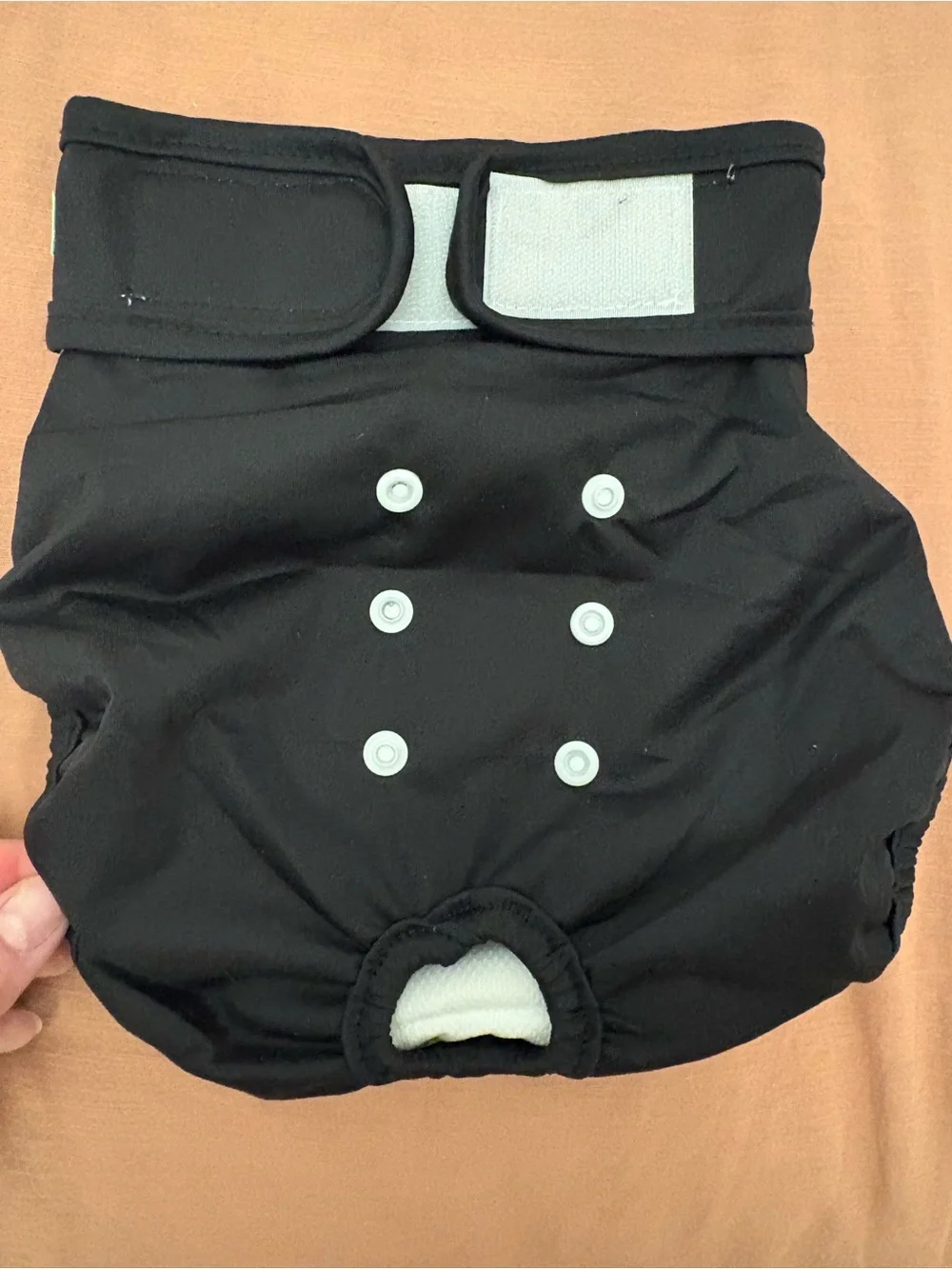 Adjustable washable Black Cloth Diaper Cover with White Snaps for dogs large NWT